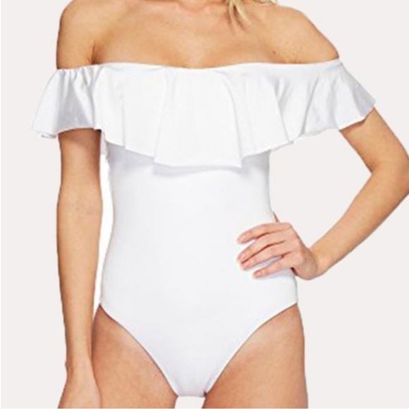 NWT Trina Turk Off The Shoulder One Piece Swimsuit ~ in White